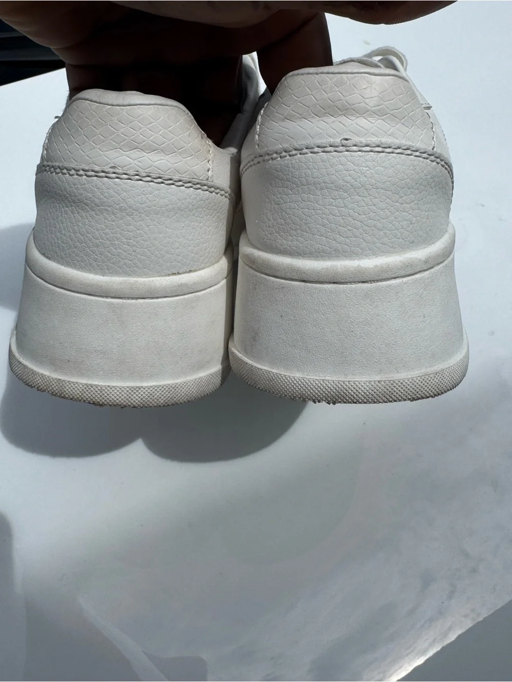 ZARA Monochrome lace-up sneakers. Smooth upper. Chunky sole.